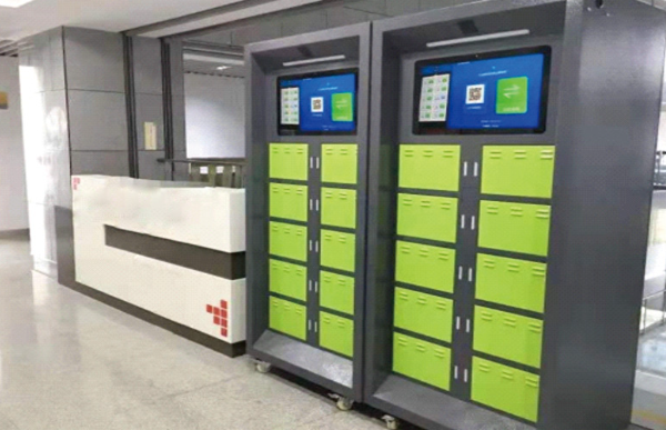 Battery energy storage cabinets in an industrial room