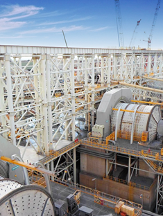 Mining process equipment at an industrial plant