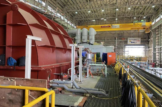 Large turbine-generator equipment inside a power station